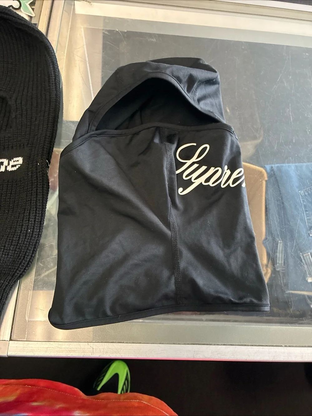 Supreme New York Script Logo Balaclava Size OSFA Black Face Mask Used Rare